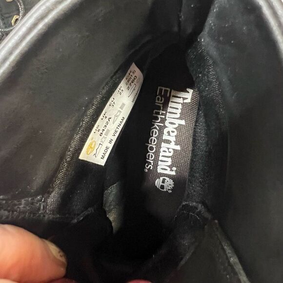 Timberland Glancy Earthkeepers Black Leather Heeled Boots - Picture 2 of 12